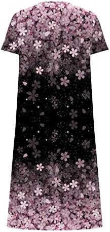 Rochie Maxi pentru femei vara maneca scurta buton sus Rochie lunga trendy florale imprimare Casual Vrac Sundress cu buzunare