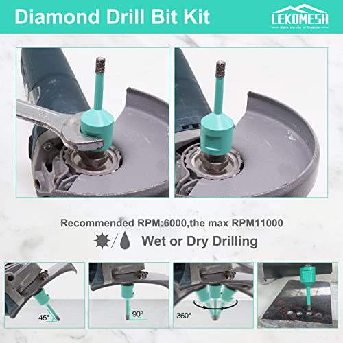 Lekomesh Diamond Core Bits Bits-1-3/8 inch cu 5/8 -11 Fire Gaură de faianță Fire Cutter Drilling pentru porțelan Granit Granit