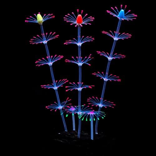 Uniclife Acvariu imitativ curcubeu minge de arici de mare și bandă roz Ornament de plante de corali Ornament artificial din