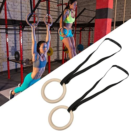 OUKENS combinație de produse de Fitness Inele de gimnastică, 1 pereche de inele de gimnastică din lemn cu curele de cataramă