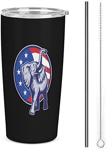 Elefanți SUA Flag Flag din oțel inoxidabil Tumbler cu apă izolată cu apă de călătorie Cupa de cafea pentru băuturi calde și