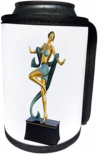 3Drose o statuetă art deco a unui dansator care se întoarse spre stânga ei - Can Cooler Bottle Wrap