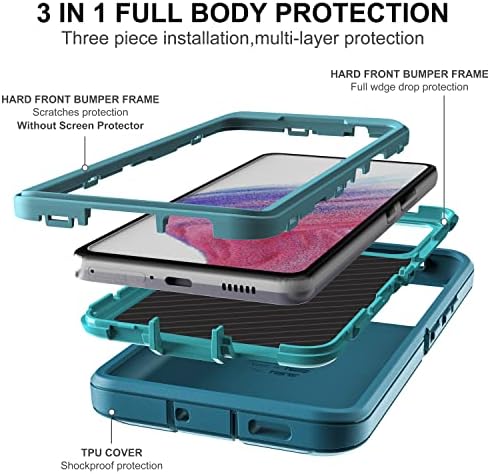 Hong-Amy pentru carcasă Samsung A53 5G, Galaxy A53 5G Caz cu 2 PC-uri Nano Film rezistent la explozie, 3 în 1 caz complet de