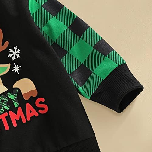 Îmbrăcăminte top pentru băieți pentru copii fete de Crăciun cu mânecă lungă cu plaid de cartoon imprimeu de cerb imprimeu pulover