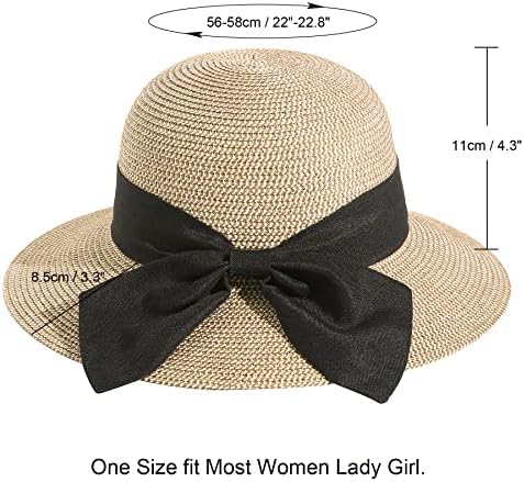 Pălării de soare de vară Lanzom pentru femei Lady Wide Brim Brim Straw Pat Beach Hat Upf Platabil Platabil Cap pentru călătorii