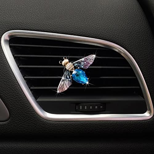 Bling Blue Bee Air Vent Clips, Crystal Bee auto odorizante guri de aerisire Clipuri difuzor auto diamant amuzant decor Interior