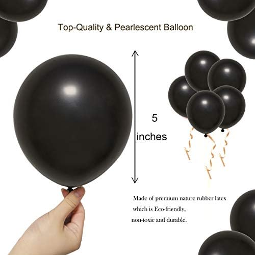 Elecrainbow 5 inch 100 bucăți mini baloane negre mici pentru Halloween Birthday Nunta pentru bebeluși Duș Duș Pensionare Decorațiuni
