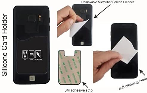Fundal negru Eat Sleep Rollercoaster Design - Silicon 3M Card de credit adeziv Stick -on Portoper Portofel pentru iPhone/Galaxy