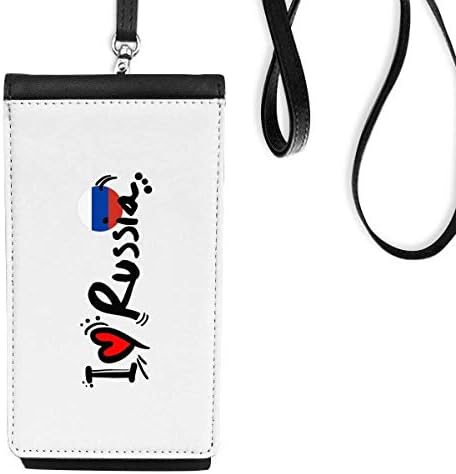 Îmi place Rusia Word Flag Flag Heart Telefon Portonament Purse Hanging Mobile Buzunar Negru Buzunar