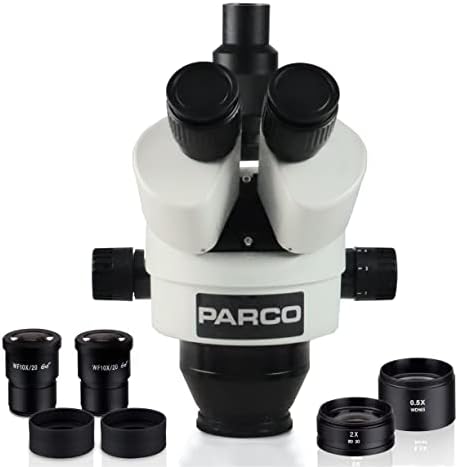 Parco Scientific PZFZ 0.7 x-4.5 x Simul-focal Trinocular Zoom Stereo microscop cap, pereche de 10x Widefield oculare cu Protecții