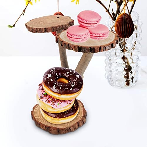 Cabilock Cupcake Stand Tort rustic din lemn de servire Stand Stand Macaron Desert Display Rack Tree Stop Server Suport pentru