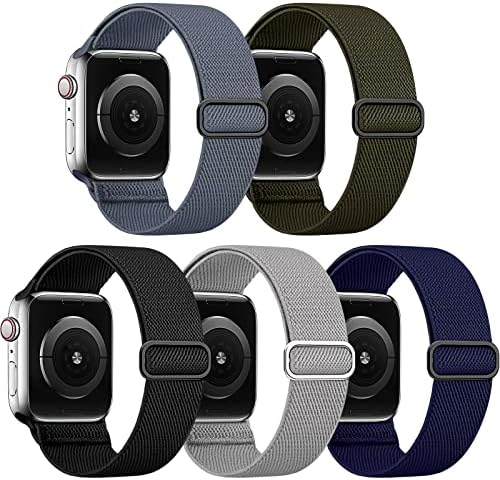 EOMTAM 5 Benzi de ceas de silicon și nylon compatibile pentru Apple Watch Band 45mm 44mm 42mm 41mm 40mm 38mm pentru bărbați