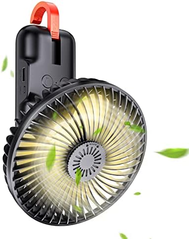 Ventilator de camping portabil SmartDevil cu lumini LED, ventilator reîncărcabil ca bancă electrică, ventilator cu baterie