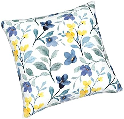 Aelutysh Galben și albastru Floral Aruncă Pillow Huse 16x16 inch Set de 2 Spring Sage Pernă verde Huse Flori Flori Frunze Decor