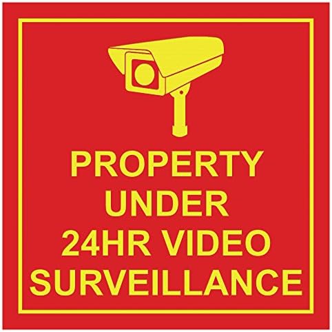 Proprietate pătrată sub 24 ore de supraveghere video semnul/ușa - argint