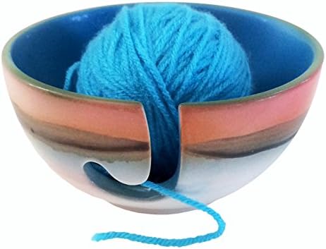 Ocean Yarn Bowl de artistul premiat Judith Stiles. Bol de tricotat din ceramică artizanală, realizat manual din ceramică durabilă.