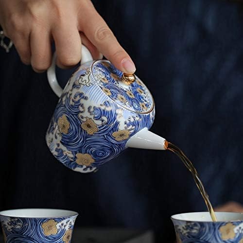 Teapot Color Emailat Teapot din porțelan Set de ceai pictat manual Set de ceai Gold Cascale de gospodărie Kung Fu Set de ceai