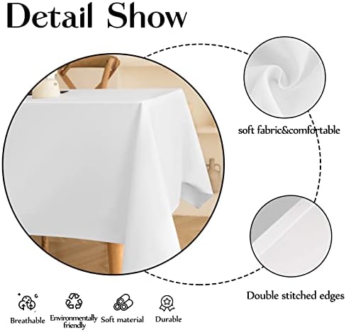 Acoz White Movecloth - dreptunghi 60 x 102 inci, cu rumenă, rezistent la pată rezistentă la nivel monetabil, copertă decorativă