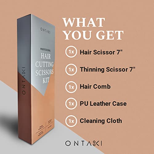 ONTAKI foarfece de tăiere a părului Thinning Shears Kit-Set de foarfece profesionale de păr de 7 Lungime totală - foarfece