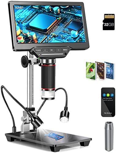 Microscop digital DCORN - microscop de monedă LCD HDMI de 7 inci cu tub de extensie de 4,7 inci - 1300x 16MP Cameră microscop