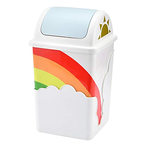 Homoyoyo plastic mini coș de gunoi cu capac pentru copii camera drăguță curcubeu de nor de gunoi de gunoi de gunoi de gunoi