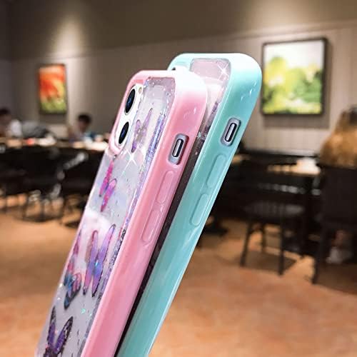 Wzjgzdly Butterfly Bling Clear Case compatibil cu iPhone 13, Glitter Case pentru femei drăguț subțire moale rezistent la alunecare de Protecție telefon caz capac pentru iPhone 13 6.1 inch-Verde
