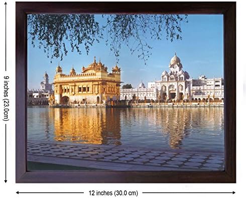 Un templu de aur Amritsar 1833, o imagine veche și memorabilă cu cadru, un poster religios sikh cu cadru trebuie să fie pentru