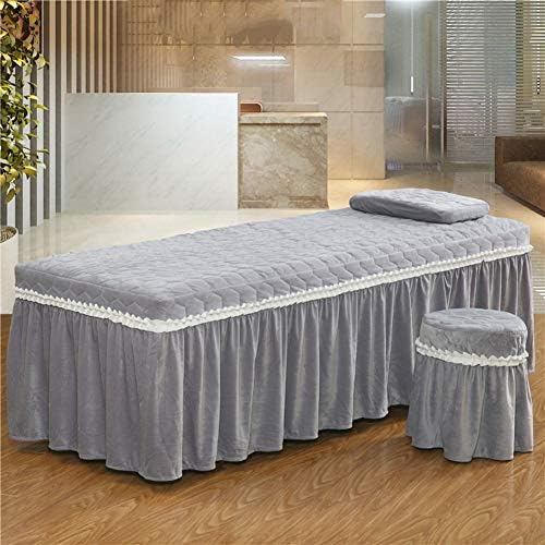 Foaie de masă de masaj din cristal catifea 4pc, îngroșare moale din țesătură moale de copertă pentru paturi de înfrumusețare