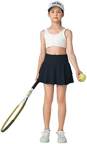 Fusta de tenis de fete Letaotao Golf Skort Kids Athletic cu buzunare cu fermoar și pantaloni scurți UPF50+