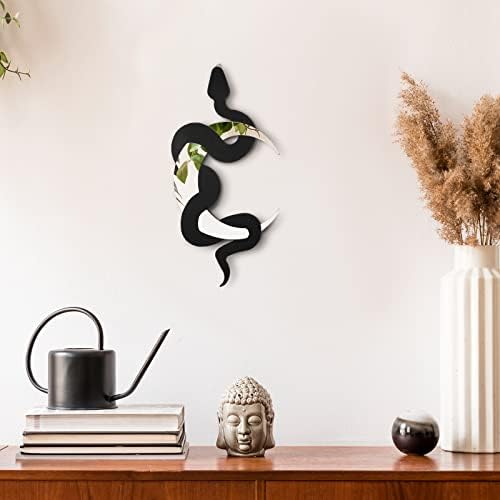 Weysat șarpe negru și Semilună oglindă Decor de perete Boho Oglinzi suspendate Decor de șarpe oglindă artă decorativă de perete