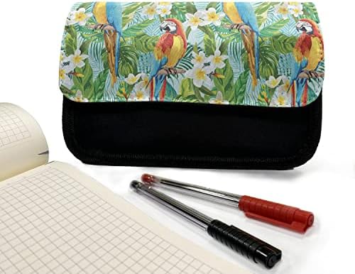 Papagaluri lunarabile carcasă creion, animale și artă de viață a plantelor, pungă de creion cu stilou din țesătură cu fermoar