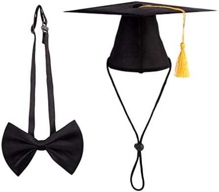Popetpop 1 set pălării de petrecere neagră cravată negru câine papion cravate de câine de absolvire ținută pentru animale de