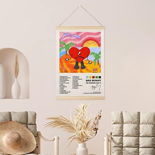 Beciga 16x24 inch Singer Bad Singer Iepure Poster cu umeraș de poster magnetic, cadru de afiș magnetic, cadru din lemn atârnat