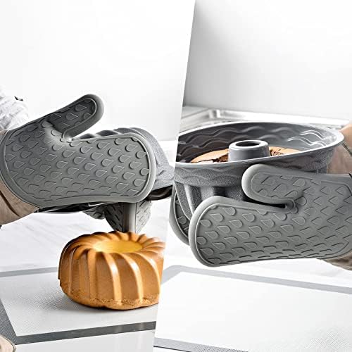 Mănușile de cuptor Buddeez din Silicon, mănuși de cuptor rezistente la căldură, cu căptușeală matlasată și textură de cădere