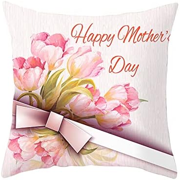 Capacii de perne de zi a mamei set de 4 ， carnație roz floare roz pernă decorativă Acoperire pentru Ziua Mamei Cadou pentru