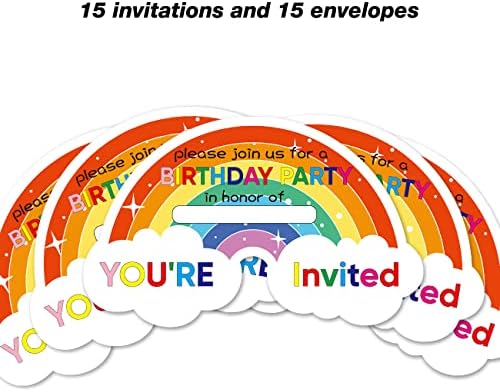Invitații pentru petreceri de naștere curcubeu set de invitații de completare în formă de 15 cu plicuri colorate curcubeu invită
