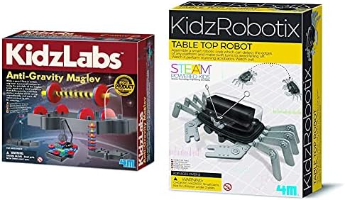 4M KidzLabs Anti Gravity Magnetic Levitație Kit Science & 5576 Table Top Robot - DIY Robotics Stem Toys, Engineering Edge Detector