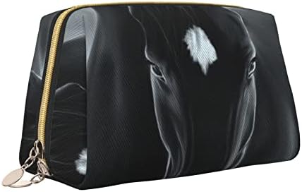Ognot Black Horse Toiletrie Bag Organizator de călătorie pentru bărbați și femei, geantă de machiaj din piele ușoară Big Big