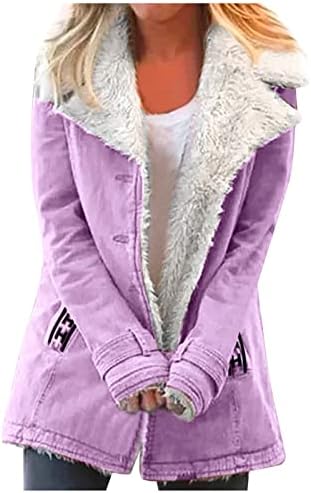 Jacheta de iarnă AUIMANK pentru femei, femei jachete căptușite cu lână fuzzy cu buzunare cu buzunare PARCA CALEA DE INDIRE