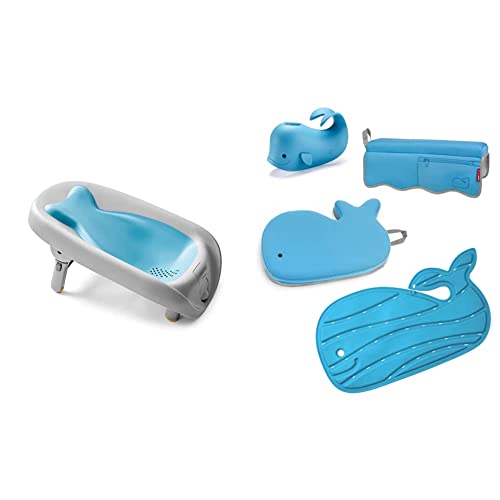 Skip Hop infant Bathtime Essentials cu Recline & amp; Rinse Bather și Bath Essentials, Albastru