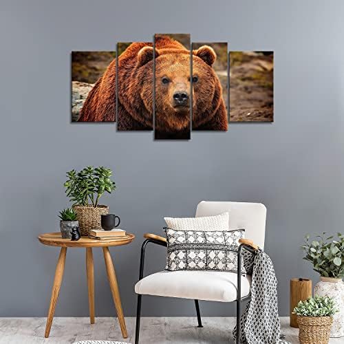 Maro 5 piese de artă perete pictură imprimeuri de urs grizzly pe pânză imaginea poze animale ulei pentru casă decorare modernă