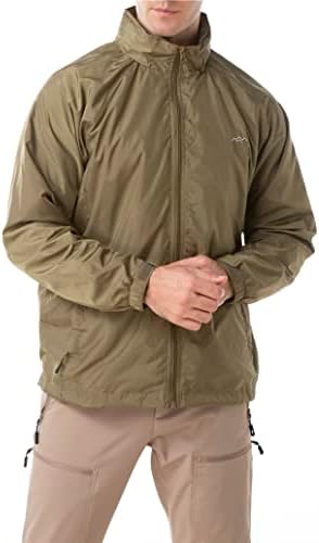 Trailside Supply CO. Jachete de vânt pentru bărbați, jachetă ambalabilă ușoară, rezistentă la vânt și rezistență la praf
