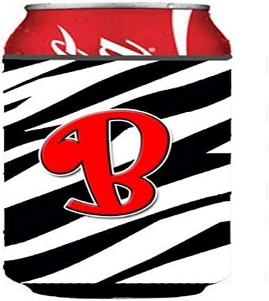 Caroline's Treasures CJ1024 -BCC Litera B Monogramă inițială - Zebra Red Can sau Bottle Hugger, Can Mânecă Hugger Mașină Băutură