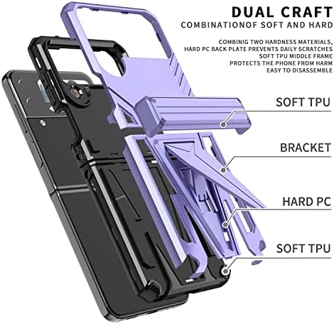 Compatibil cu Samsung Flip 4 caz cu balamale de protecție Heavy Duty anti-Drop Dual Layer moale flexibil TPU Hard PC capac