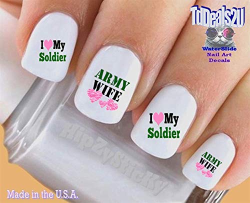 Militar - Soția armatei Love My Soldier My Soldier Decals - Decaluri de artă de unghii de natură - Accesorii de unghii de manichiură