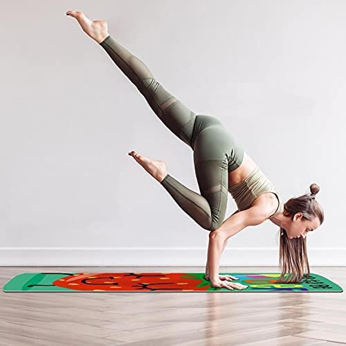Exercițiu gros de non -alunecare și fitness 1/4 covoraș yoga cu imprimeu verde de căpșuni unicorn pentru yoga pilates și exercițiu