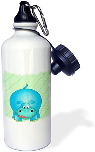 3DROSE „Cute desen animat al animalului grădinii zoologice, copilul hipopotam”. Sticlă de apă sport, 21 oz, alb