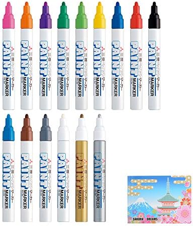 Marker de vopsea pe bază de ulei Uni-Pa-Paint Gama completă 15 culori set de pachete, mai multe suprafețe de marcare a stiloului
