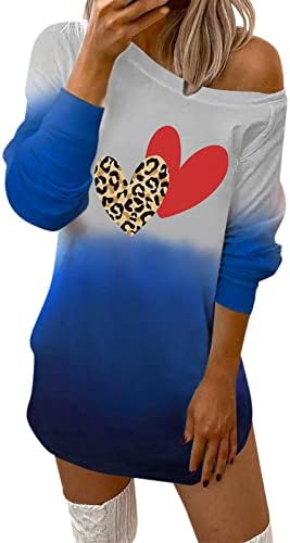 Love Heart Shirt Tricou Valentines Day Crew Neck Heart Model Tunică cu mânecă lungă Tunică Tunică Casual Casual Funny Funny