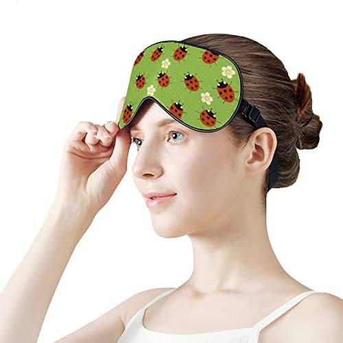 Ladybugs cu flori masca de somn moale mască de ochi capac de umbrire eficientă cu o curea reglabilă elastică